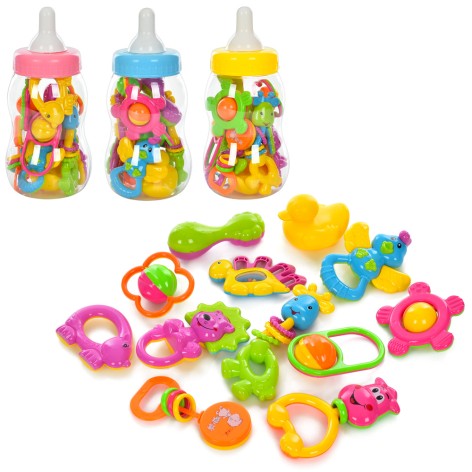 Брязкальце 12шт, від 9см, 3 кольори, в колбі(пляшка 34см), 15-26-15см 