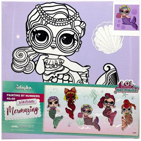 Картина за номерами з фарбами металік для дітей "L.O.L. Surprise! Mermaids Miss Sea" 40х40 см
