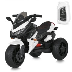Мотоцикл M 4274ELR-1 (1шт) р/к, 2 мотори 35W, 1 акум.12V9AH, MP3, TF, USB, EVA, муз., світло, шкір.сид., білий.