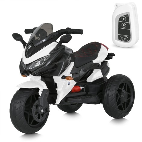 Мотоцикл M 4274ELR-1 (1шт) р/к, 2 мотори 35W, 1 акум.12V9AH, MP3, TF, USB, EVA, муз., світло, шкір.сид., білий.