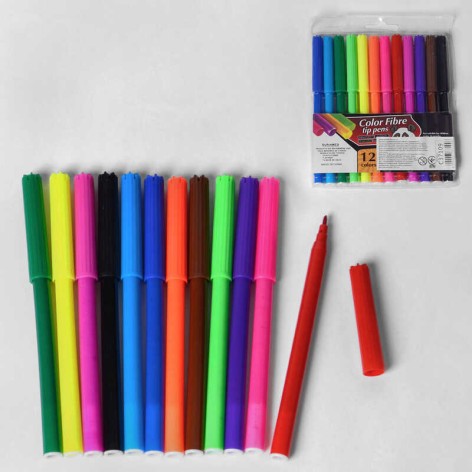 Фломастери 12 кольорів, 12 шт. в упаковці