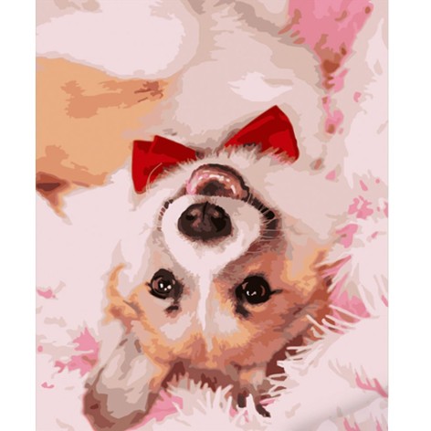 Набор для росписи по номерам Корги с галстуком Strateg размером 40х50 см (HH012)