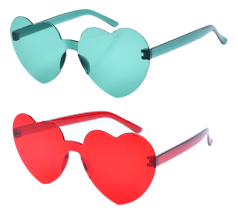 Очки солнцезащитные, 14см, линзы-сердце, 5 цветов, в п/э, 14-6-2см 