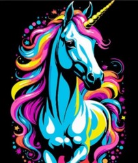 Набор для раскраски по номерам Волшебный единорог Strateg на черном фоне размером 30х40 см (FH-15)