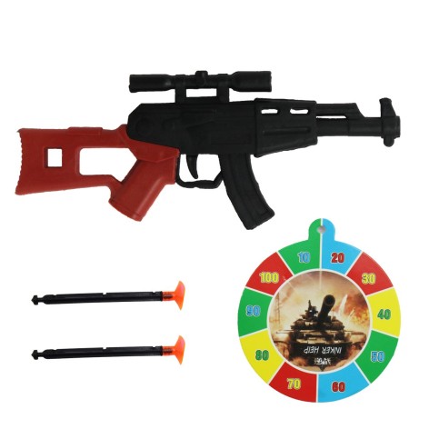 Винтовка стреляет присосками с мишенью 20 см.