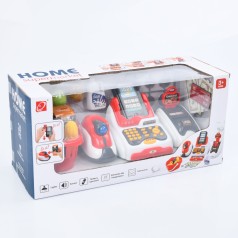 Касовий апарат каса, сканер, звук, світло, кошик, продукти, гроші, 24предм, на бат-ці, кор-ці, 43-20,5-17,5см 