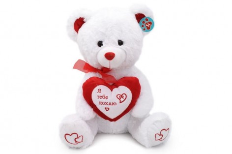 М'яка іграшка Ведмедик із серцем білий 60 см