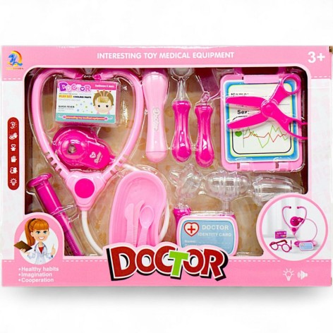 Игровой набор "Доктор" (12+ предметов), розовый