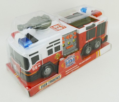 Пожарная машина игрушечная с звуковыми эффектами и 3D свечением сигнальной мигалки