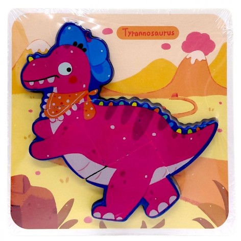 Дерев’яний пазл-вкладка "Динозавр" (МАЛИНОВИЙ)