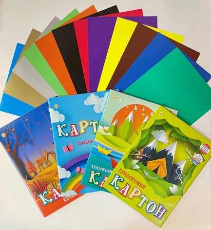 Набор цветного картона 12 листов. Тетрада универс. (золото,серебро) 250 гр 