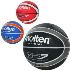 Мяч баскетбольный размер7, резина, 540-560г, 12 панелей, 3 цвета, кул /30/