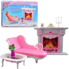 Мебель кукольная "Gloria" cофа, камин, столик, аксессуары, в коробке