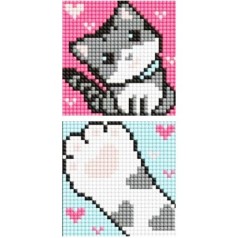 Набір з алмазною мозаїкою на магнітній основі "Сірий пухнастик" 9x9 см