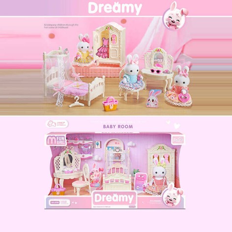 Набір іграшкових меблів з флоксовими фігурками