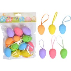 Набор Яйца декоративные 12шт цветные с лентой 4см HA-412