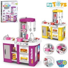 Кухня 61-33-в72,5см, плита, звук, світло,духовка, мийка-ллється вода, посуд, продукти, 32пр, 2 кольори, на бат-ці, в кор-ці, 57,5-73-12см /6/