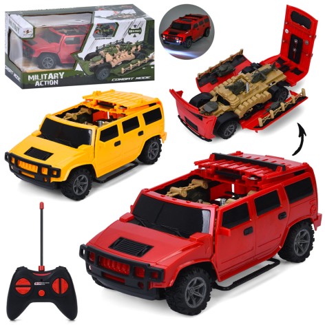 Р/К Машина , 22см, 2в1(военная база), свет, резиновые колеса, 2 цвета, на бат-це, в кор-це, 30-14-14см /8/