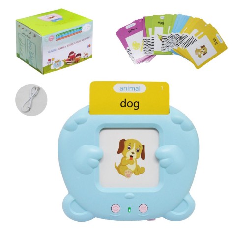 Карманный алфавит Монтессори Мишка, 225 карт, голубая