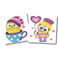 Картини за номерами (набір 2шт) 15*15см Совенята