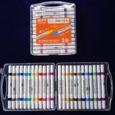 Набір акрил. скетчмаркерів двостор. Aodemei м'який+твердий, 24шт., plastic box