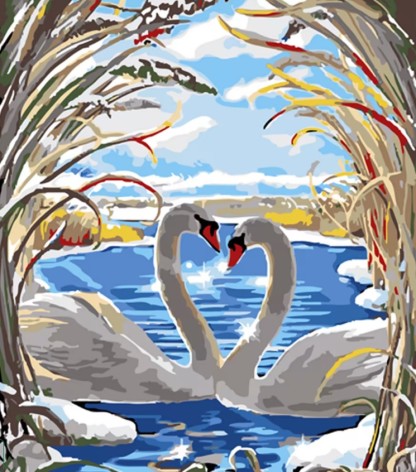 Набор для росписи по номерам Любовь лебедей Strateg размером 30х40 см (LY08)