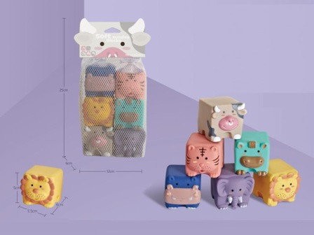 Пищалка іграшка 1005 кубики тварини 6 шт. 25*6*12