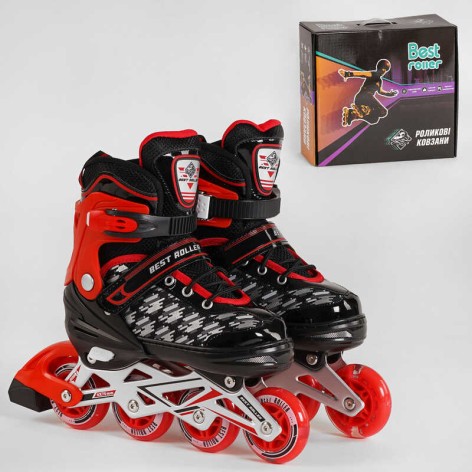 Ролики Best Roller /розмір 35-38/ ЧЕРВОНІ, колеса PU, ПЕРЕДНЄ КОЛЕСО СВІТЛО, d коліс – 6.5 см, в кор. 