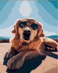 Набір для розпису по номерах Пес на відпочинку Strateg розміром 30х40 см (SS6737)