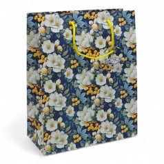 Пакет бумажный подарочный 26х32х12 см. Цветы.