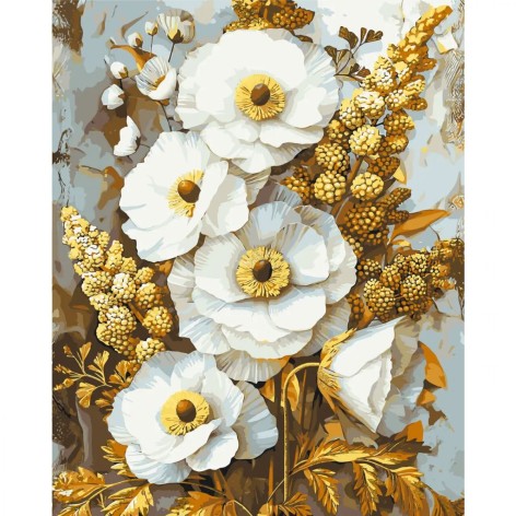 Картина за номерами Благородні квіти з фарбами  металік 40*50 см Орігамі LW 3336