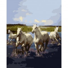 Картина за номерами Четвірка коней 40х50 см (VA-0362) з лаком та рівнем TM Strateg