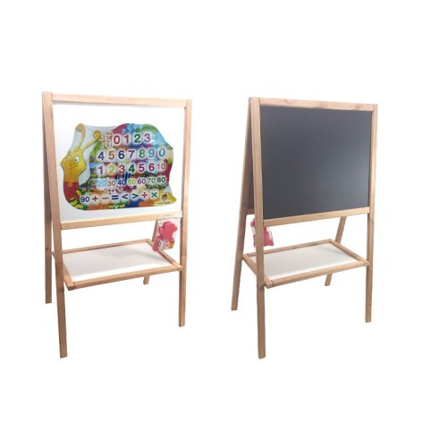 Мольберт "Улитка" магнитный двусторонний с дер. пазлом "Математика" + сюрприз р.102*59*4см (р. доски 53*42см)