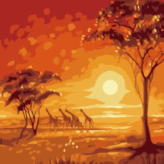 Набор для росписи по номерам Жирафы размером 20х20 см (HH5576)