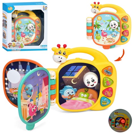 Гра Музичний жираф, музична книжка, 16-17-4см, музичні інструменти, музика, світло, 2 режими, на бат-ці, в кор-ці, 19,5-20,5-6см 