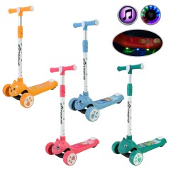 Самокат дитячий 3-х коліс  4 кольори, 2 колеса, PU світло, заднє пластик,у кор. 