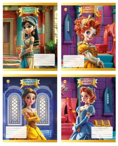 Тетрадь 12 арк.коса линия Твердая ТА53114 Принцессы, 25/600, 4к. цена за 25 шт.