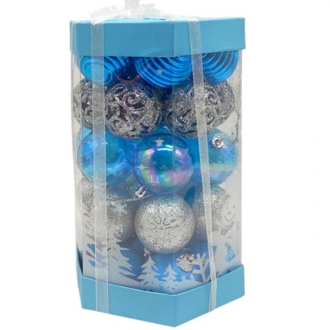 Новорічні ялинкові прикраси MIC 35 штук кульки подарунки D=5 см