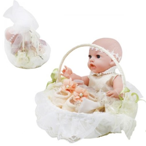 Пупс в корзинке, белый