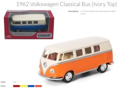 Іграшкова модель автобус Volkswagen (1962) 5'' KT5377W Classic Ivory top металева, інерційна, відчиняються двері, 4 кольори, коробка