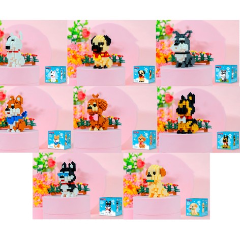 Конструктор собака, від 166дет, 8 видів, в кор-ці, 7,5-7,5-7,5см 