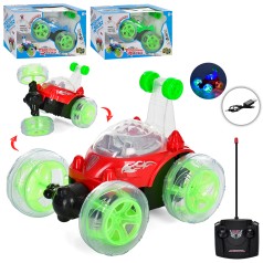 Р/К машинка, акум, трюкова, 19см, муз, зв, світло, USB зарядний, 3кольори, кор, 28,5-16-17см 