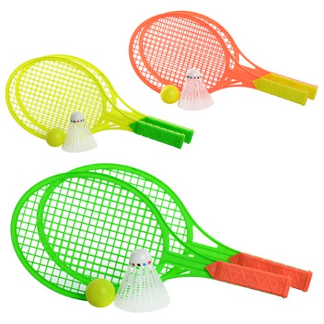 Ракетка детская, 33,5см-2 шт, воланчик, мячик 3,5см, 3 цвета,кул, 33,5-15-3,5см /96/