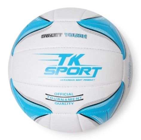 Мяч волейбольный TK Sport, мягкий PVC, 280 грамм, резиновый баллон (ГОЛУБОЙ)