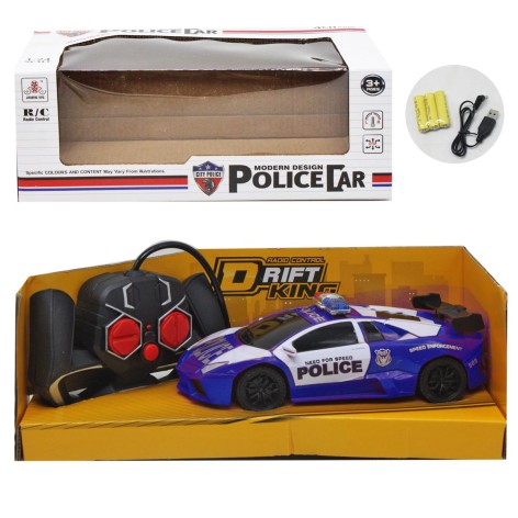 Машинка полицейская на радиоуправлении, сине-белая