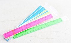 УЦЕНКА 30% Линейка пластиковая прозрачная 30см, mix4, цена за 12 шт. //