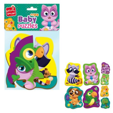 Пазлы макси Vladi Toys картонные с игрой Малыш Сможет «Домашние любимцы» (укр)