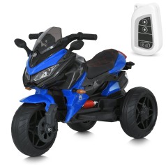 Мотоцикл M 4274ELR-4 (1шт) р/к, 2 мотори 35W, 1 акум.12V9AH, MP3, TF, USB, EVA, муз., світло, шкір.сид., синій.
