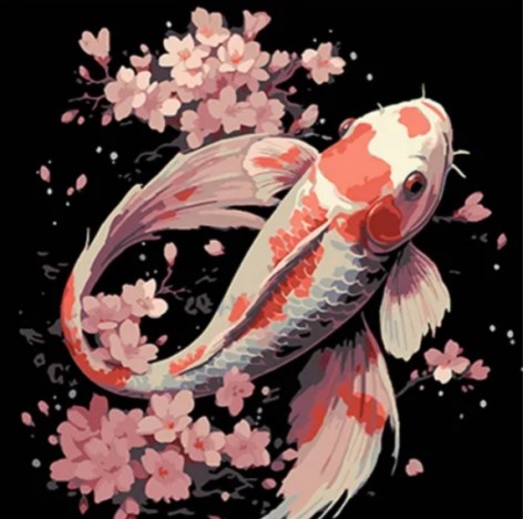 Набор для раскраски по номерам Рыба в аквариуме цветов Strateg на черном фоне размером 40х40 см (AV4040-73)