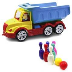 Дитячий набір Самоскид + боулінг жовта із синім